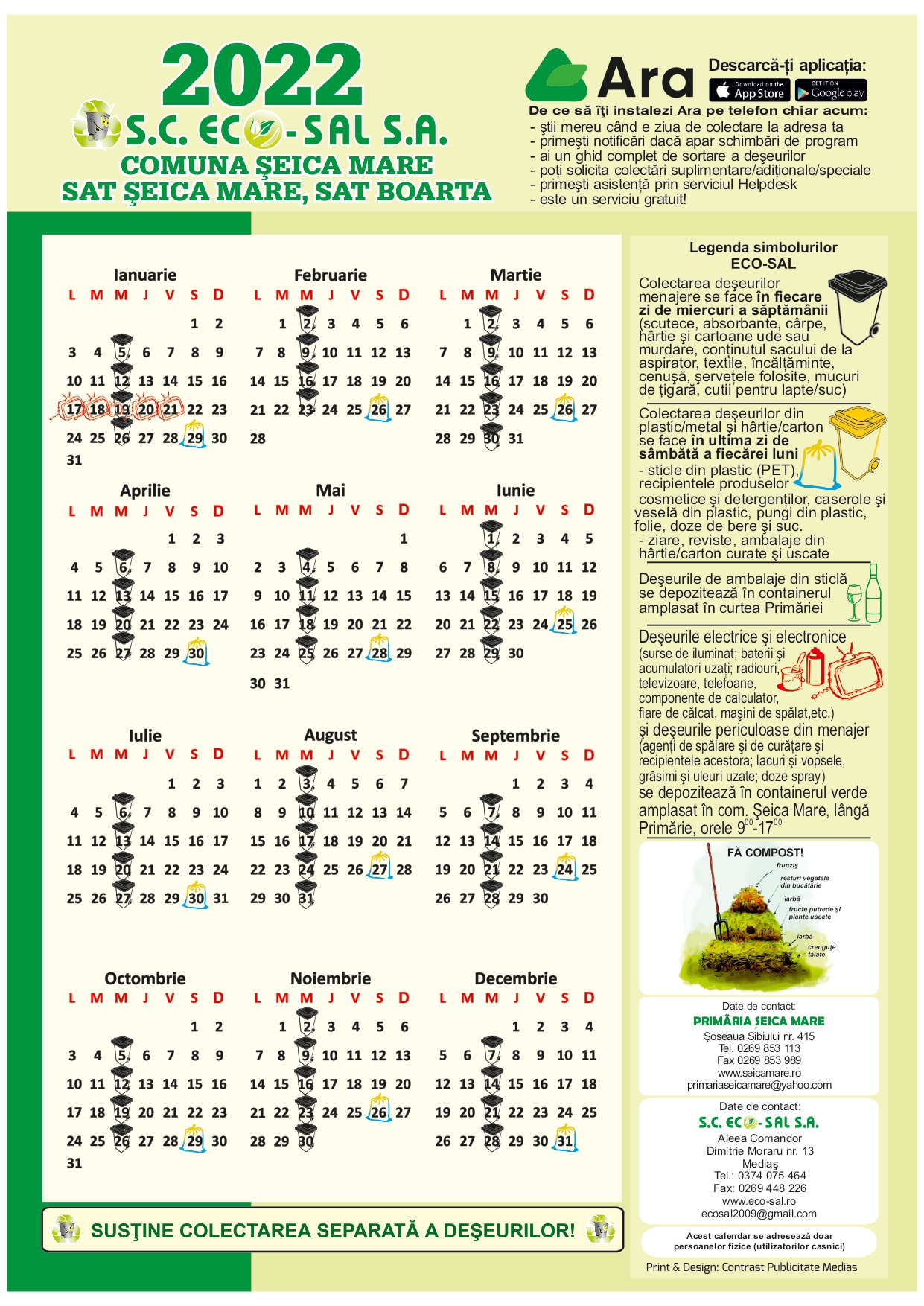 Calendar colectare Şeica Mare, Boarta 